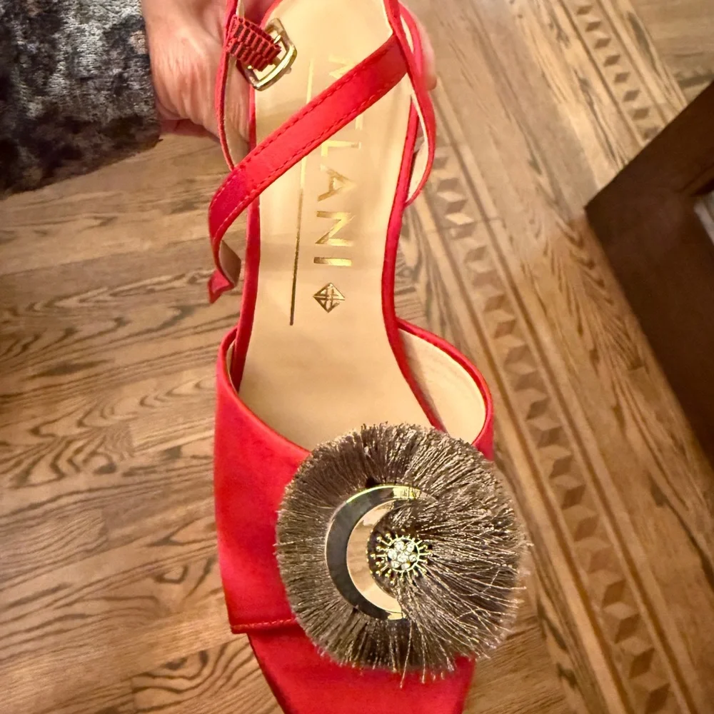 ANTONIO MELANI Red and Black Platform Heels - Picture 4 of 5